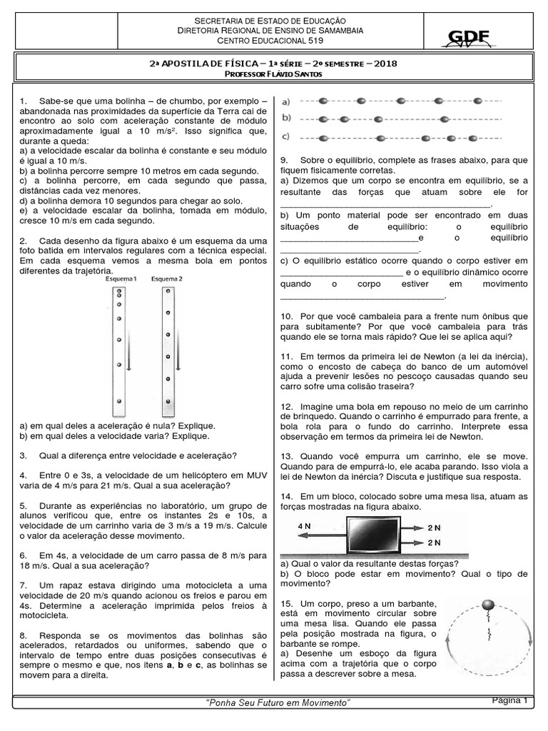 Apostila de Física: Leis de Newton | PDF | Leis do Movimento de Newton ...