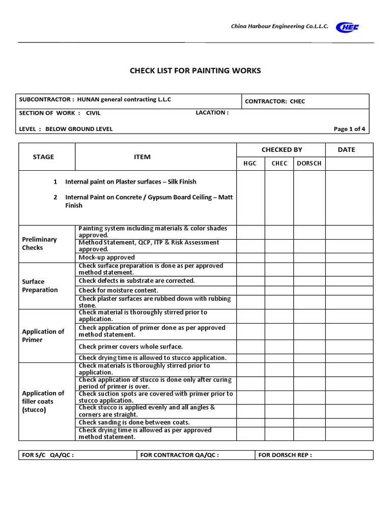Check List Painting Paint Plaster