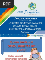 Elementos constituintes do conto (enredo, tempo, espaço, personagens, narrador, conflito, desfecho).ppt