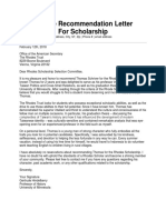 Letter of Recommendation Sample For Scholarship