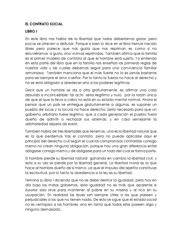 Resumen El Contrato Social Democracia Libertad