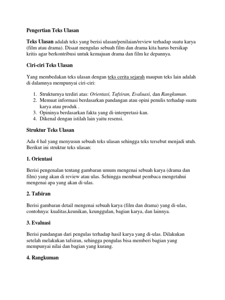 Peranan Bahasa dalam Ulasan