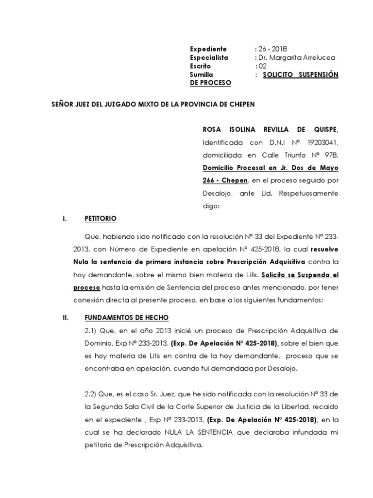 Suspensión de proceso Sentencia (ley) Apelación