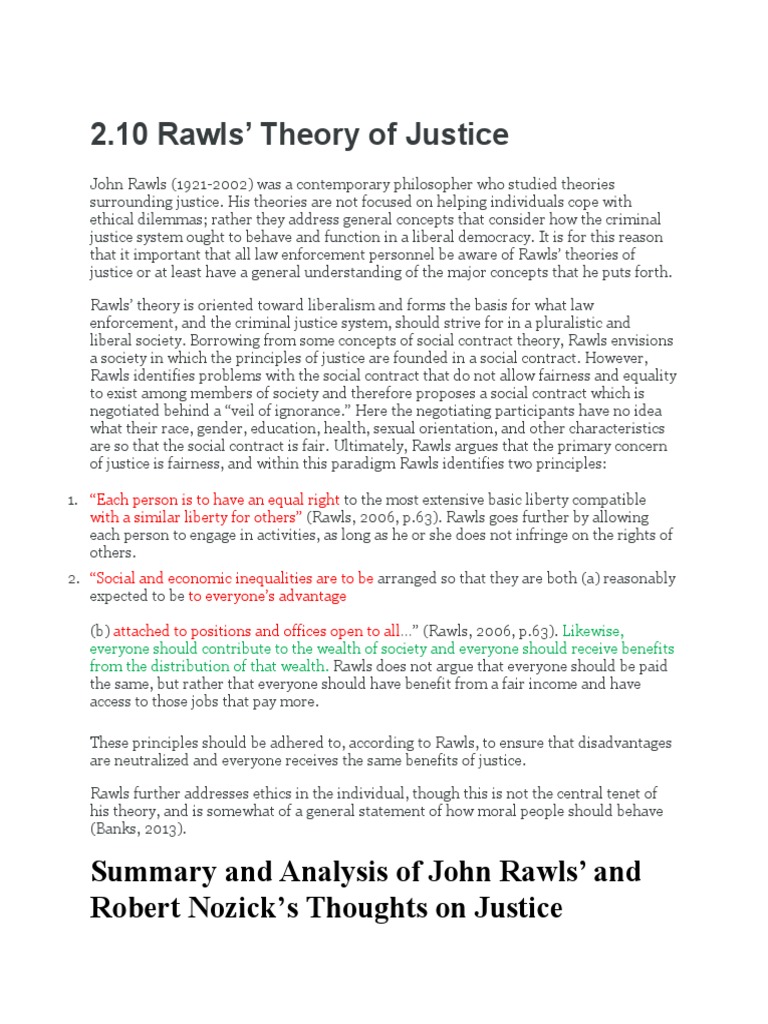 a theory of justice summary