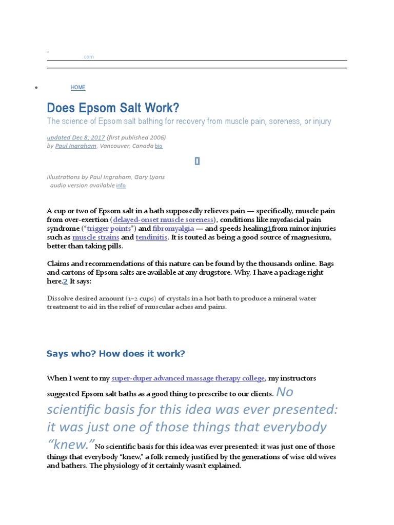 PainScience Does Epsom Salt Work PDF Myofascial Trigger Point Osmosis
