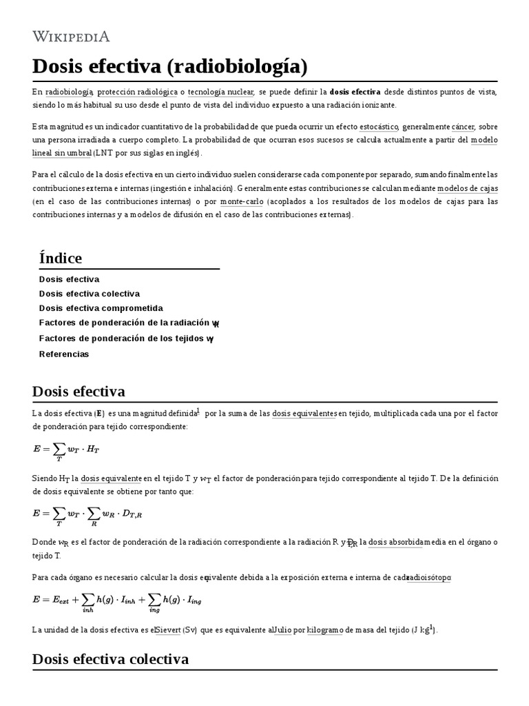 Dosis Efectiva (Radiobiología) Radiación Radiobiología