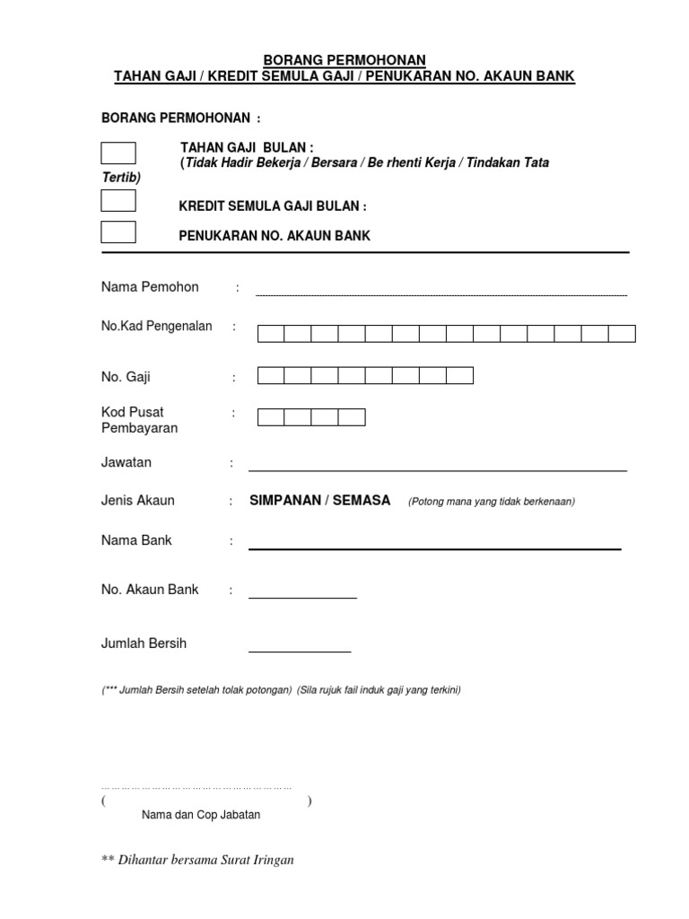 Borang Penukaran Akaun Bank Pdf