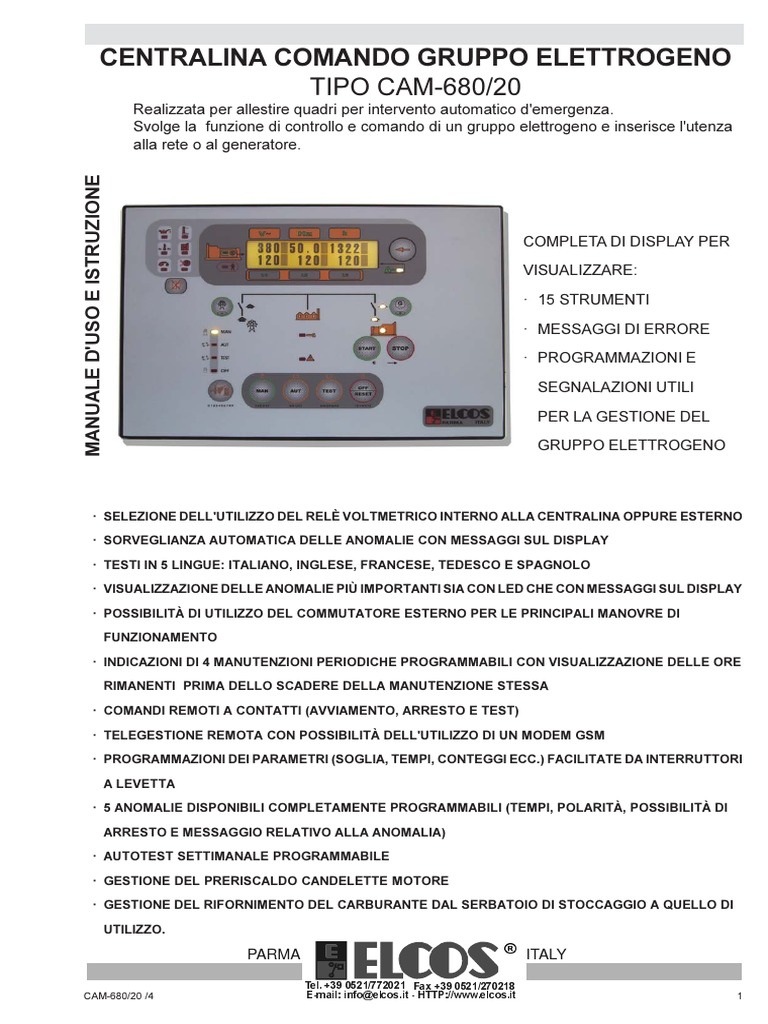 Panel de Control ELCOS CAM680 - 20 - It PDF | PDF