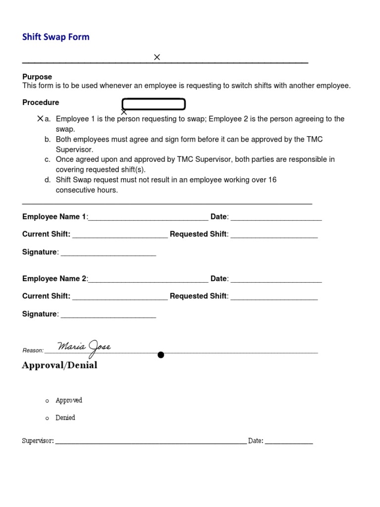 miscellaneous forms/shift swap request form | pdf