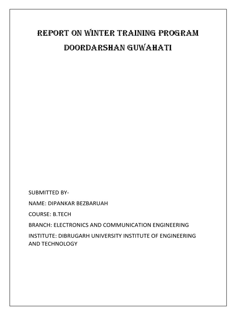 Winter Training at Doordarshan Guwahati | PDF