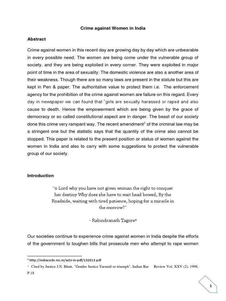 Crime Against Women in India | PDF | Rape | Kidnapping
