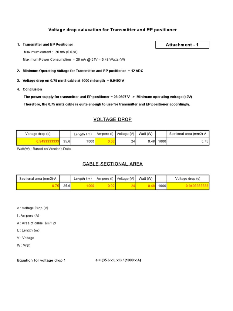 Voltage Drop Calculations for Cables | PDF | Watt | Power Supply