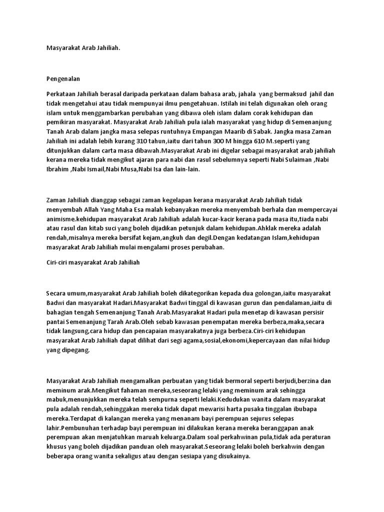 Masyarakat Arab Jahiliah Pdf