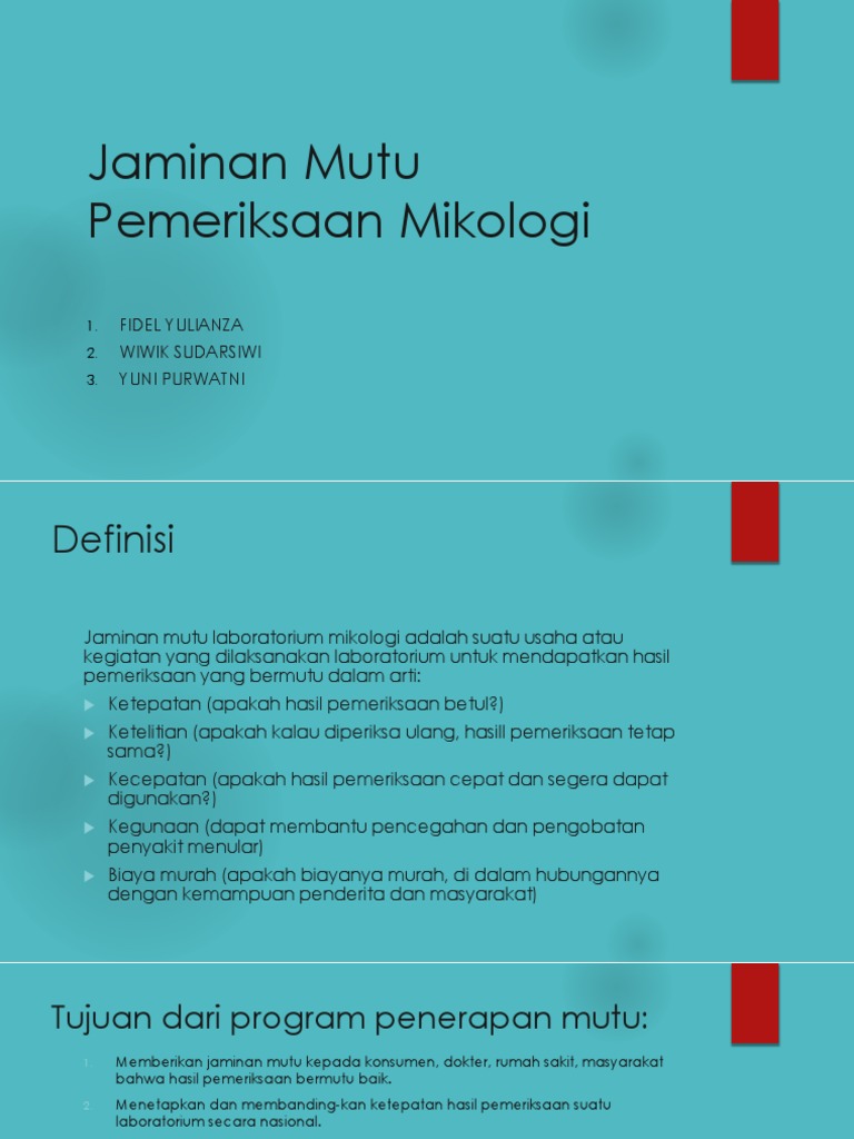 Jaminan Mutu Pemeriksaan Mikologi