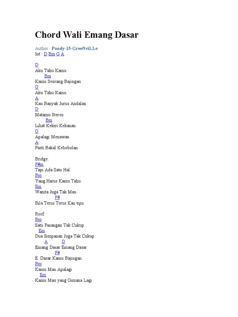 Chord Wali Emang Dasar