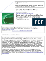 Practice: Social Work in Action: To Cite This Article: Steve Rogowski (2008) Social Work With Children and Families