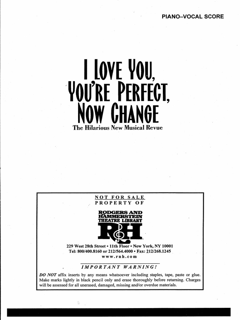 I Love You You Re Perfect Now Change Songbook Pdf Weather