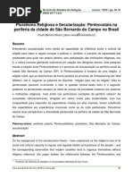 Pluralismo Religioso e Secularização Pentecostais 
