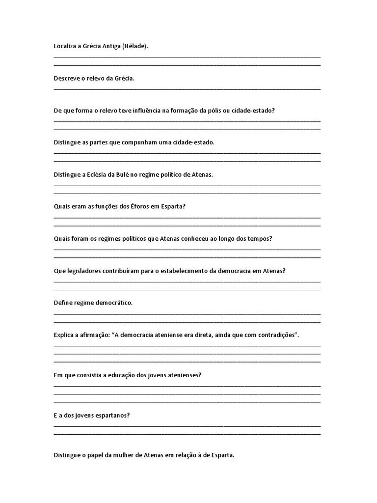 Perguntas - Grécia Antiga | PDF | Grécia Antiga | Esparta