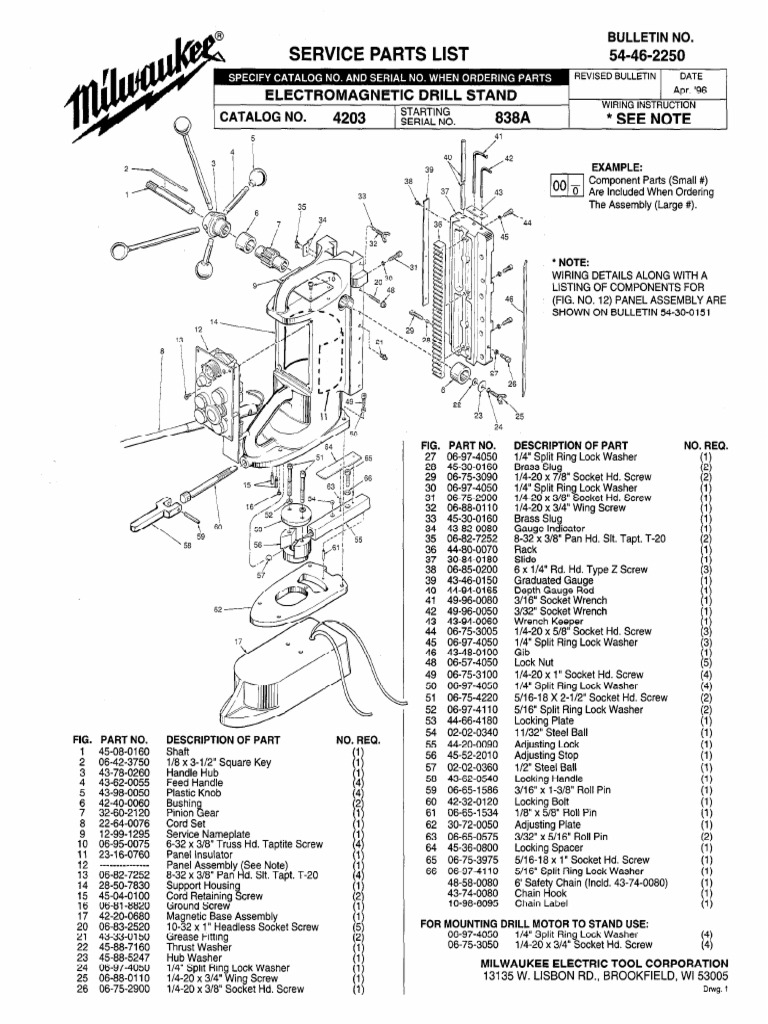 Milwaukee 4203 838a PB Catalogación PDF Electrical Wiring Screw