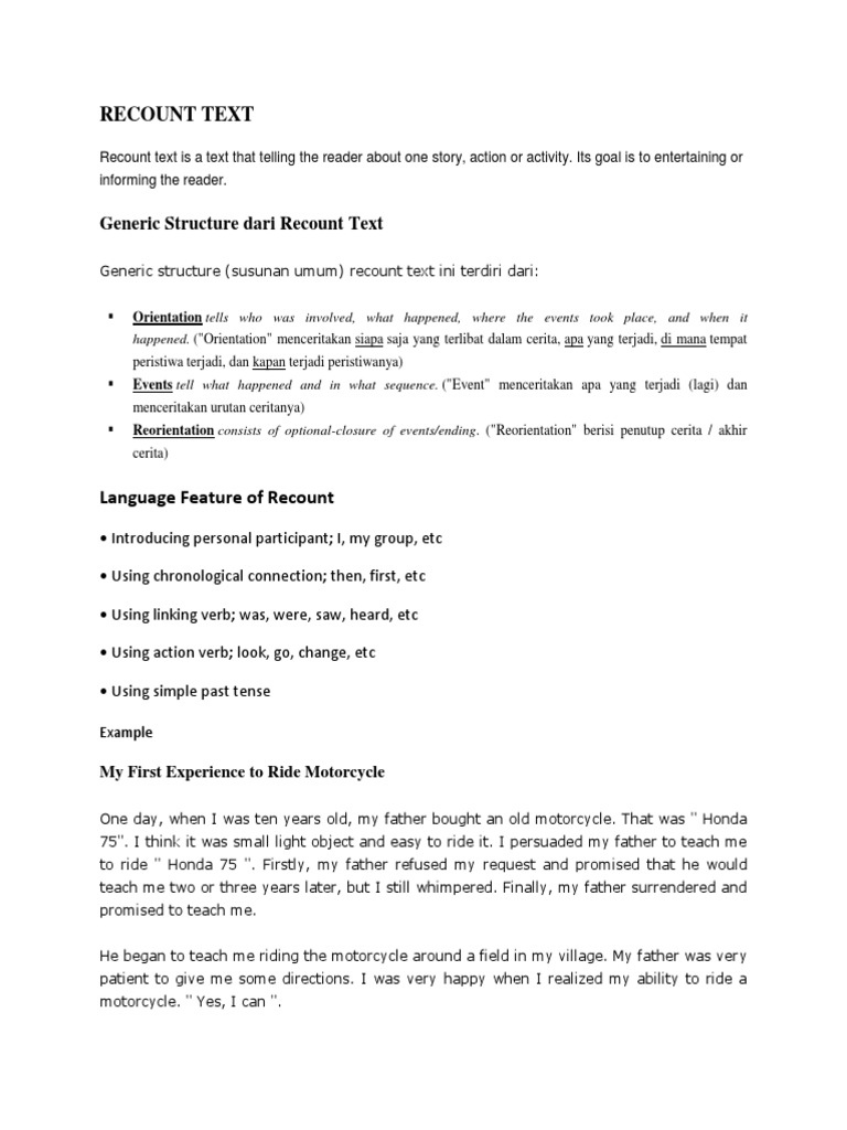 Recount Text Natural Disasters Syntax