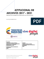 Plan Institucional de Archivos Del Ministerio de Tecnologías de La Información y Las Comunicaciones (PINAR MINTIC) de Colombia 2017 - 2021