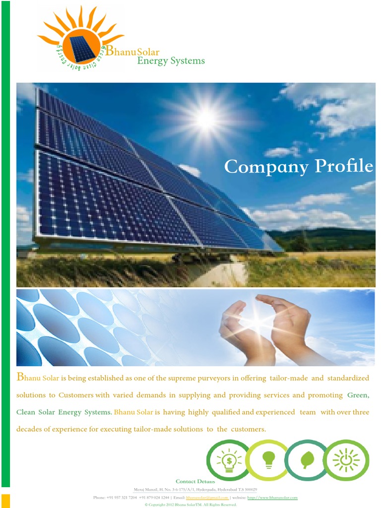 Bhanu Solar Company Profile | PDF | Photovoltaic System | Solar Power