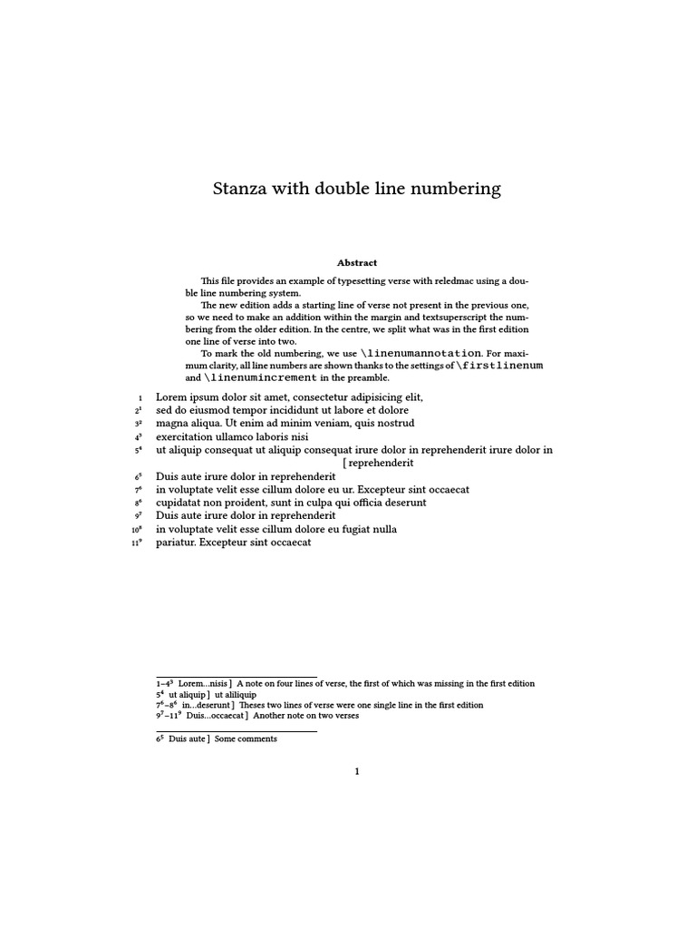 Double Line Numbering in Verse Typesetting | PDF