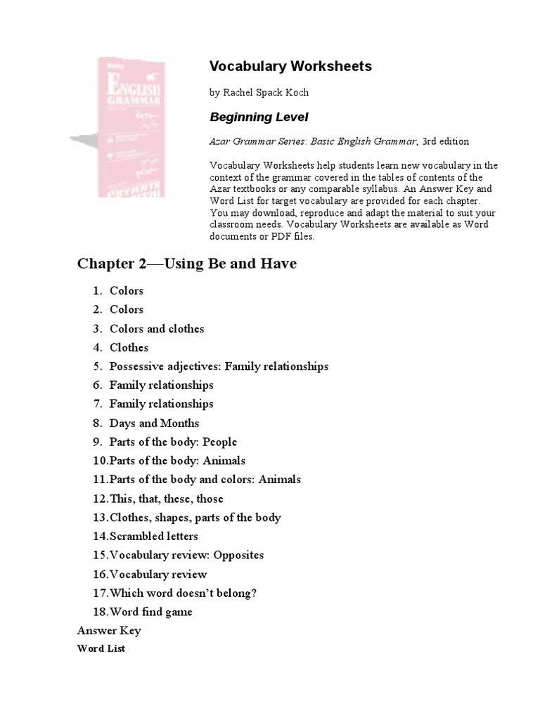 Chapter 2-Using Be and Have PDF | PDF | Grandparent | English Grammar
