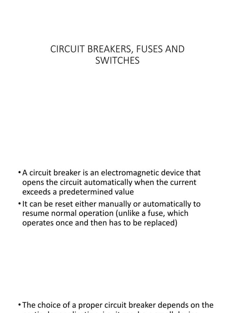 Circuit Breakers, Fuses and Switches1 PDF Switch Fuse (Electrical)