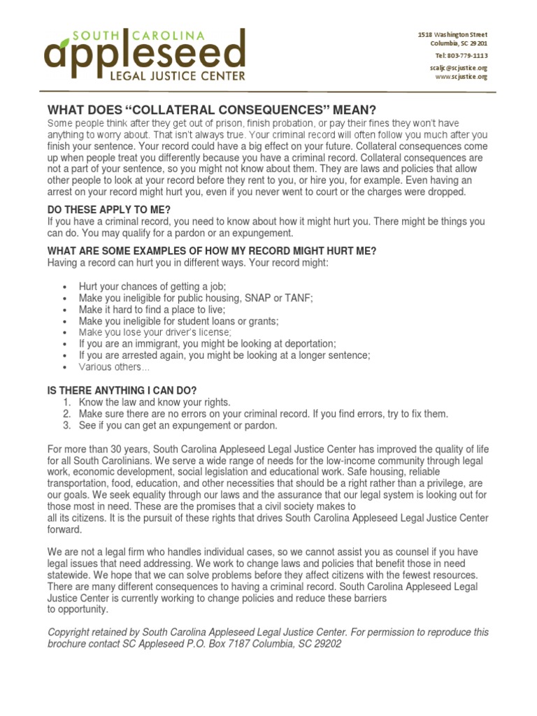 Collateral Consequences Brochure | PDF | Common Law | Justice