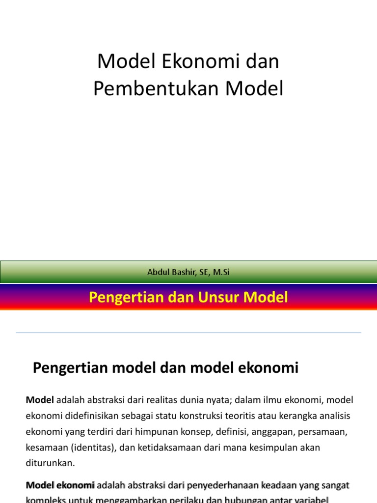 Pembentukan dan Unsur Model Ekonomi | PDF