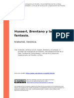 Kretschel, Veronica (2013). Husserl, Brentano y La Fantasia