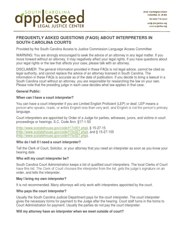 Interpreter FAQ Brochure | PDF | Language Interpretation | Law Clerk