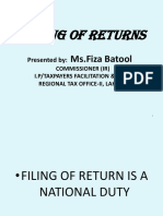 Filing of Returns: Ms - Fiza Batool