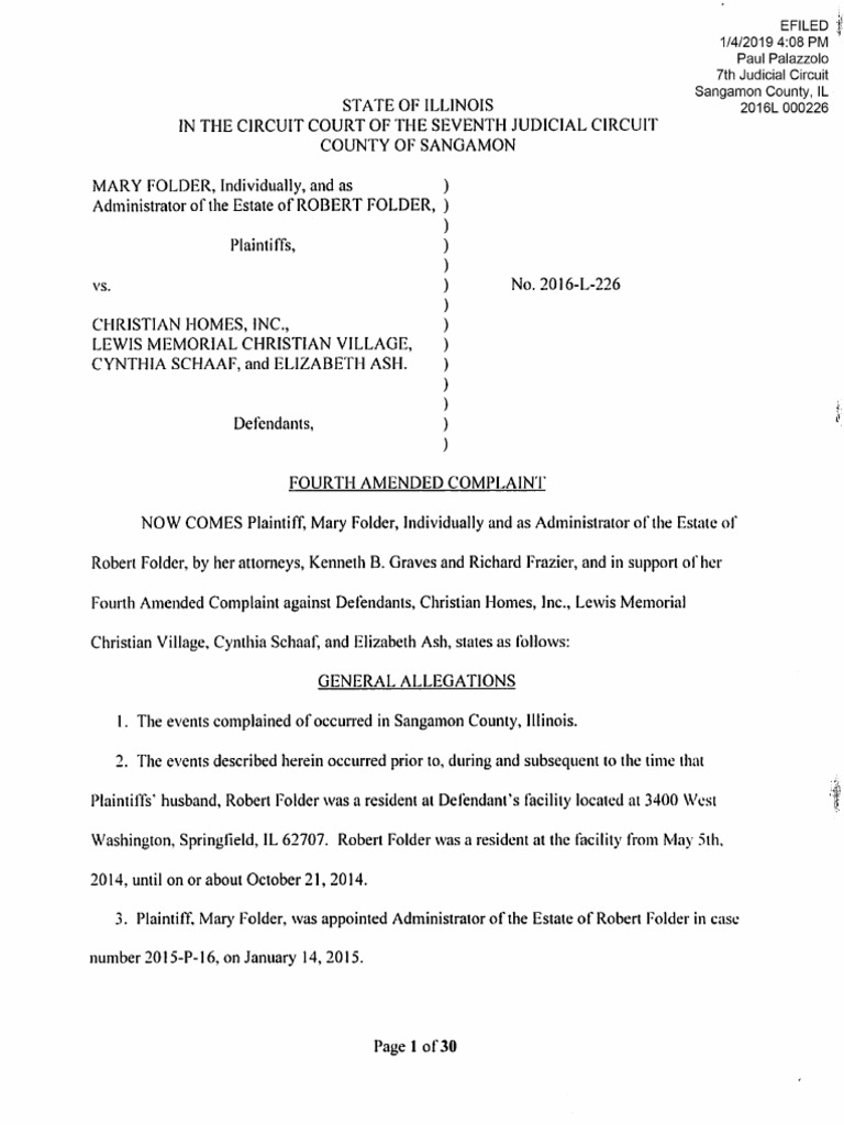 Wrongful Death Complaint On Behalf of Family of Robert Folder | PDF ...