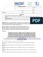 Formulário de avaliação com instruções para preenchimento