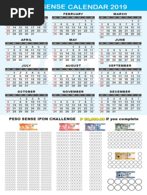 PesoSense Ipon Challenge 2019 Calendar