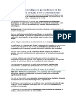 Factores Psicológicos Que Influyen en Los Hábitos de Compra de Los Consumidores.