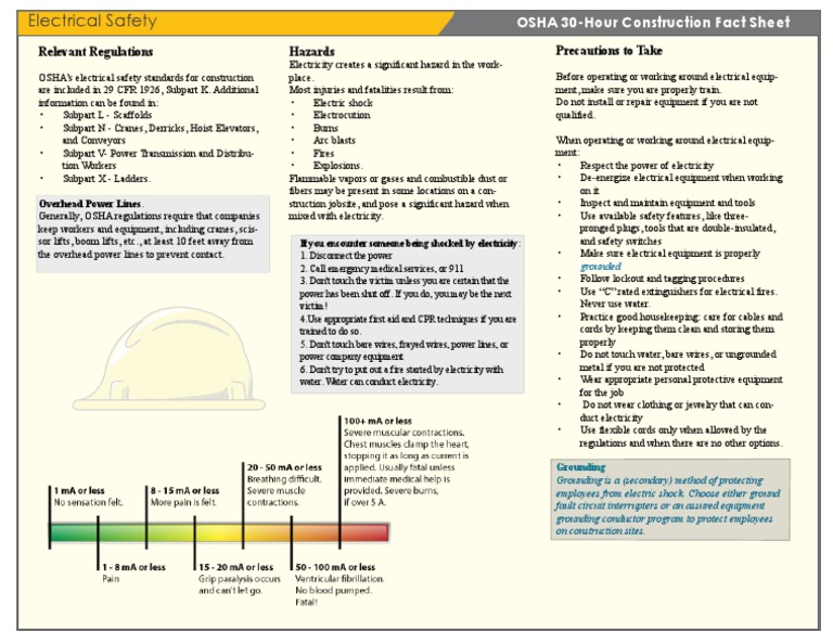 OSHA 10 Electrical Safety Guidelines | PDF | Occupational Safety And ...