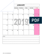 2019 Monthly Calendar