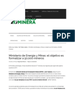 El Objetivo Es Formalizar a 50,000 Mineros