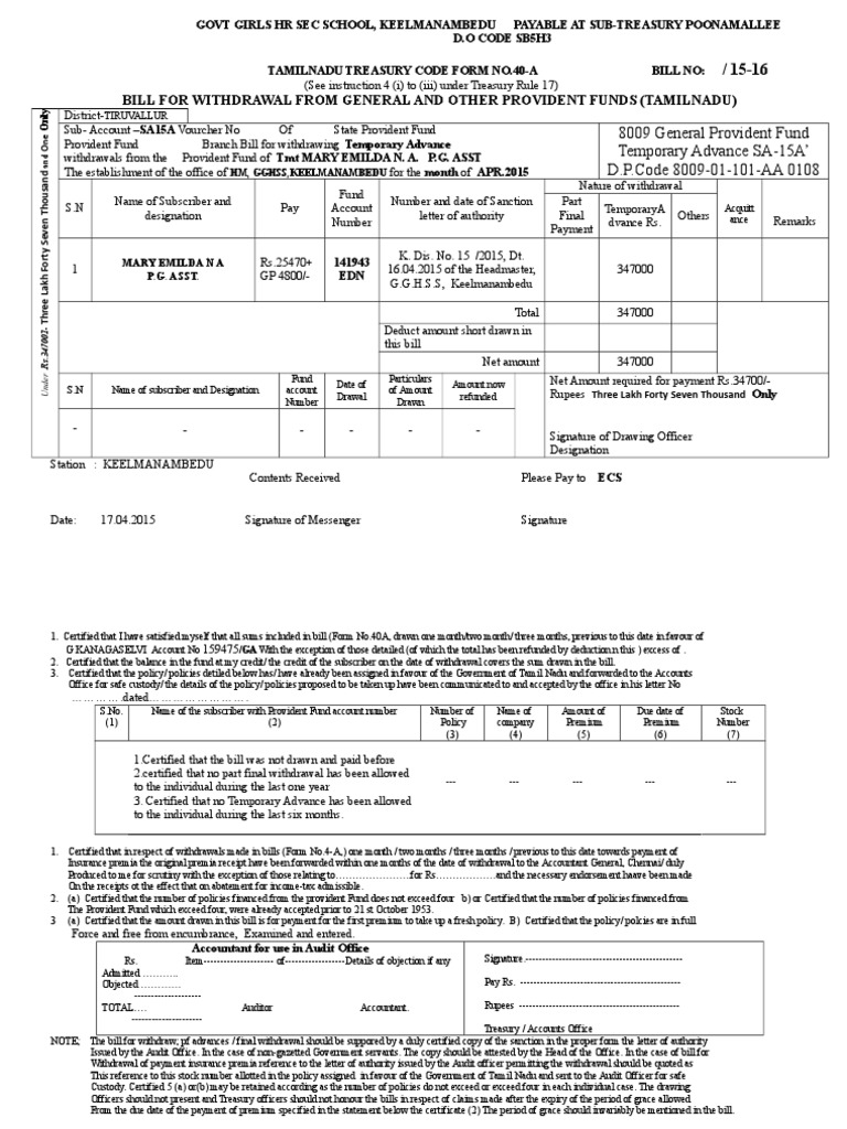 GPF Withdrawal Form No. 40-A Guide | PDF | Insurance | Financial Services