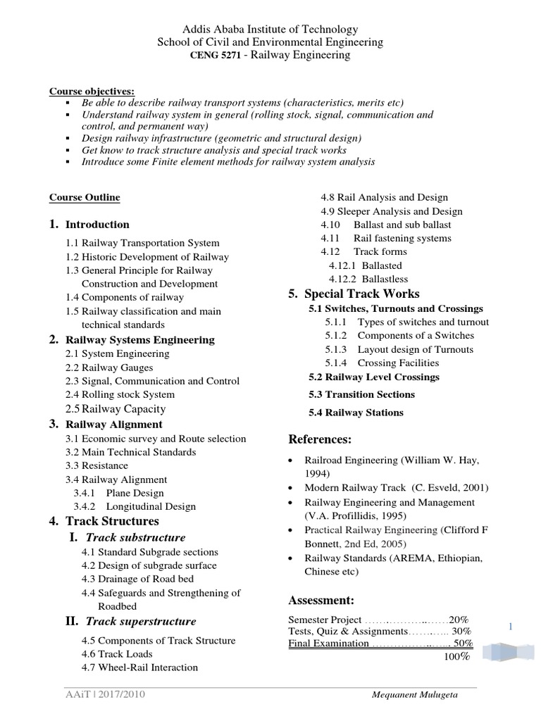 Railway Engineering Course Overview | PDF | Track (Rail Transport ...