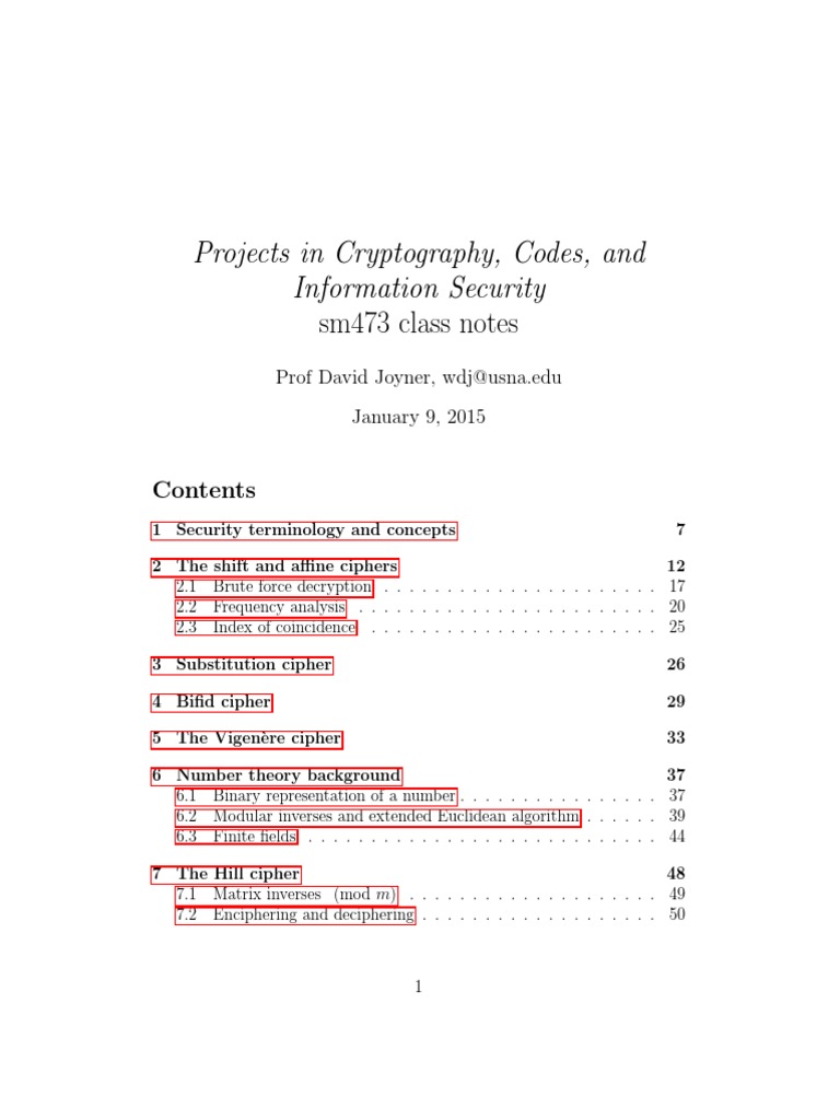 Sm473 Crypto Lecture Notes | PDF | Cryptography | Key (Cryptography)