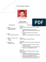 CV For Physics Teacher Abdul Halim