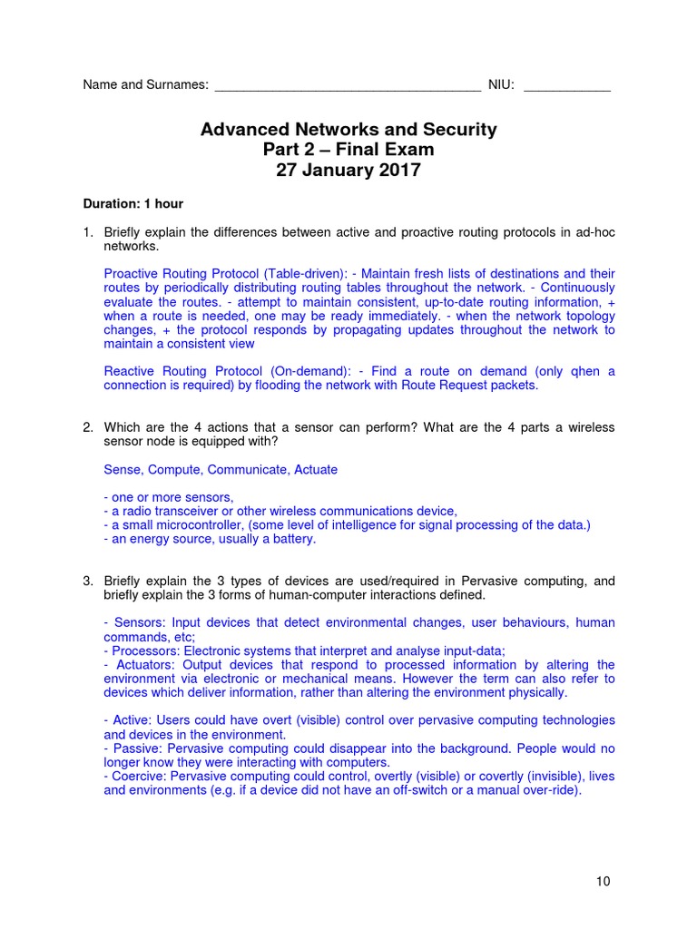 Advanced Networks and Security Part 2 - Final Exam 27 January 2017 ...