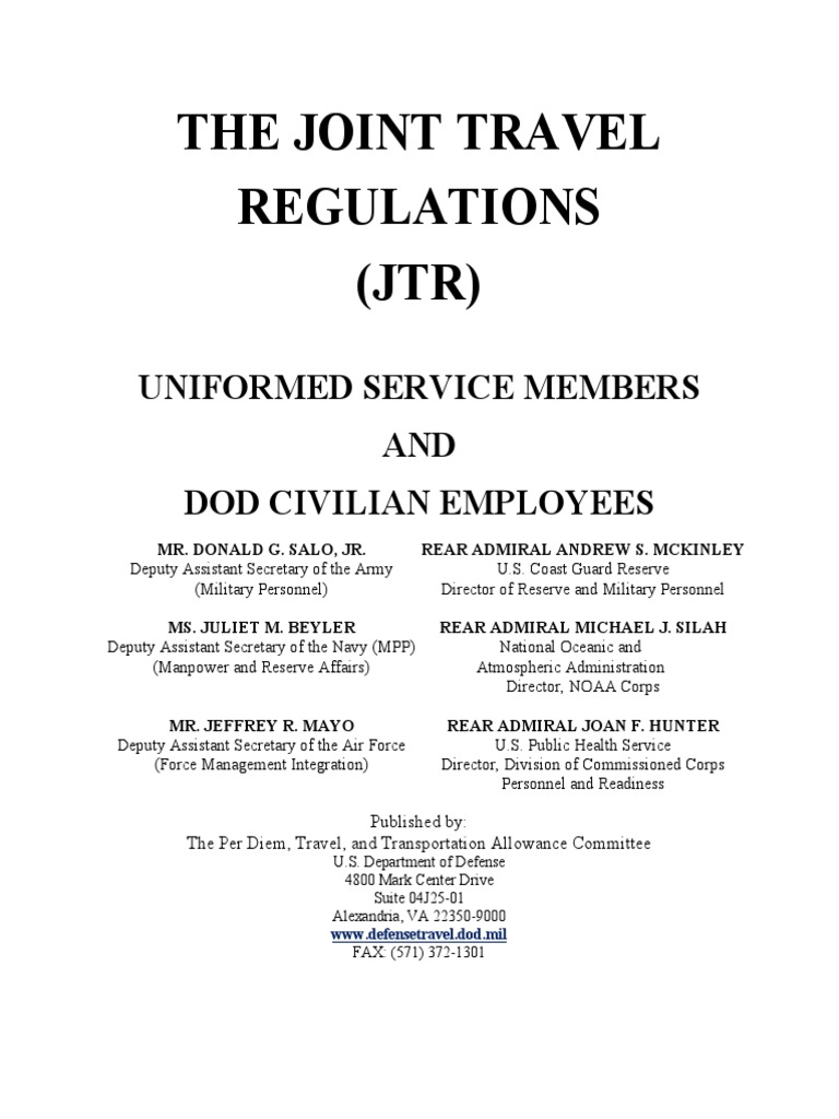 Joint Travel Regulations Overview | PDF | Per Diem | Uniformed Services ...
