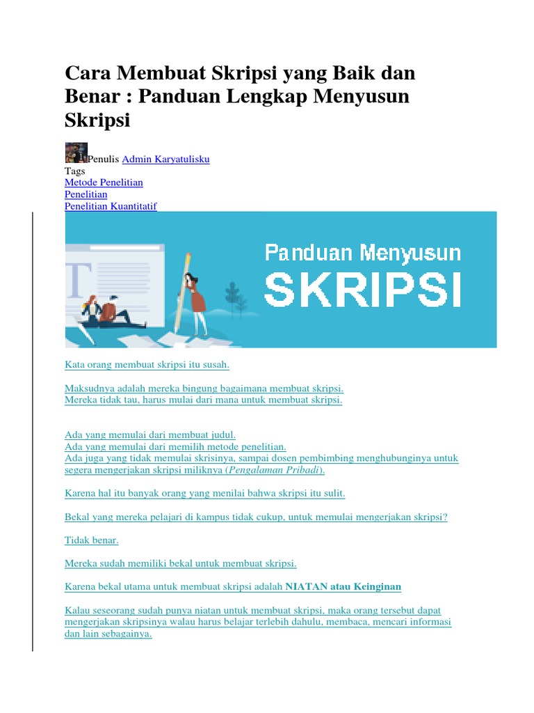 Cara Membuat Skripsi Yang Baik Dan Benar | PDF