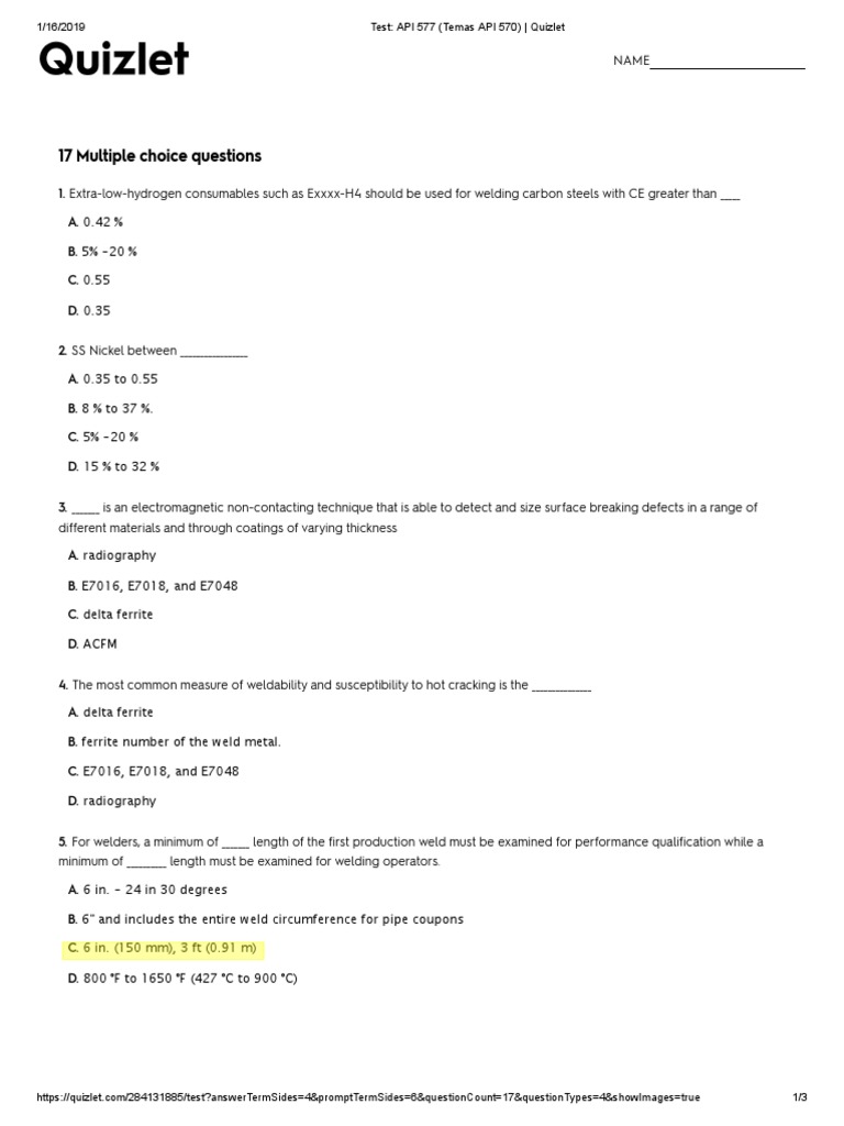 API 577 Welding Qualification Test | PDF | Welding | Construction